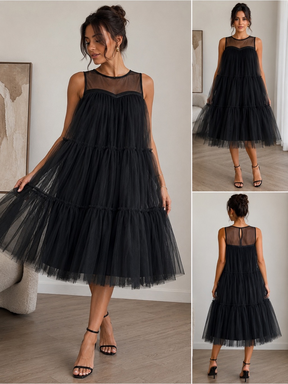 Elegant Black Midi Dress